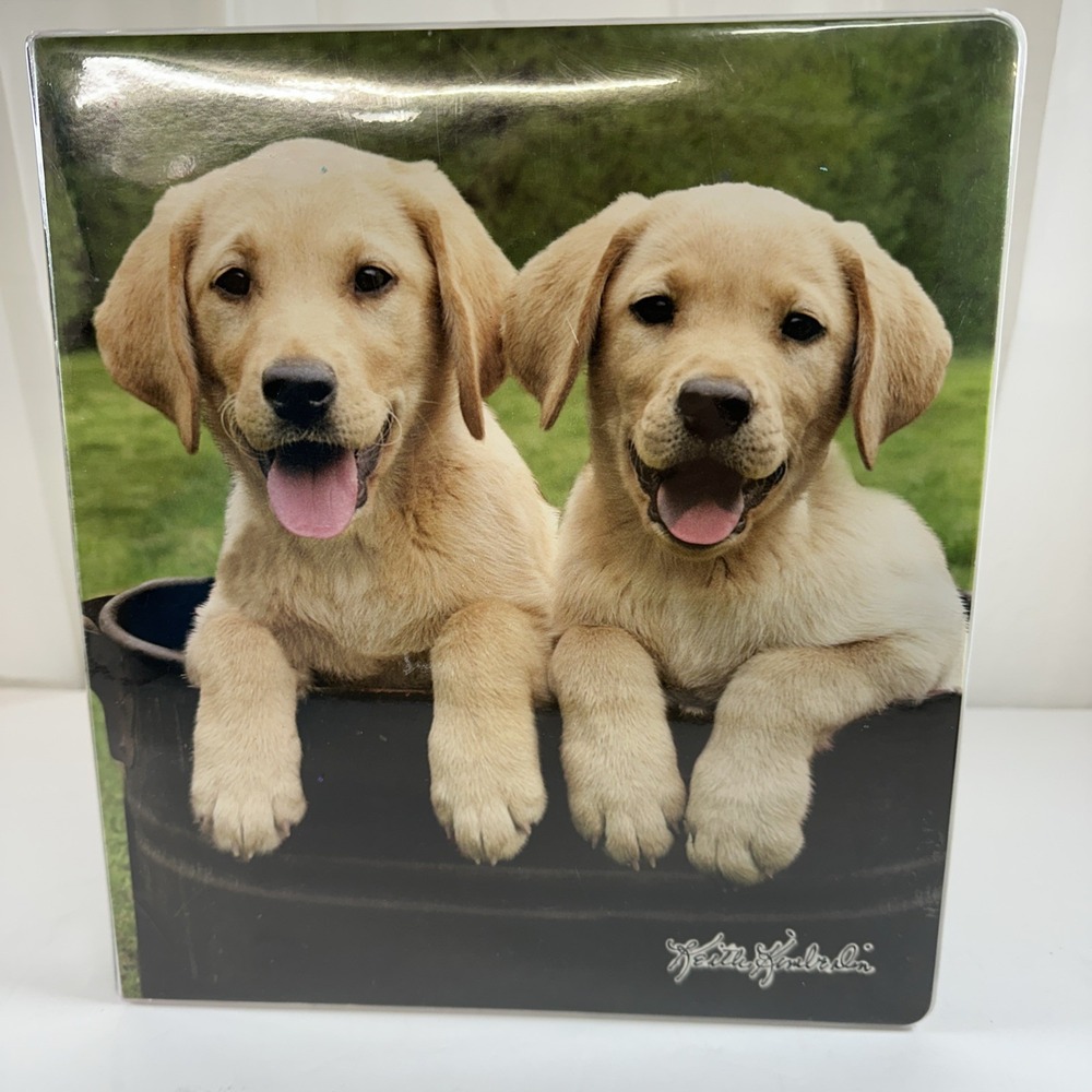 Vtg Keith Kimberlin Puppy Golden Retrievers 3 Ring Binder